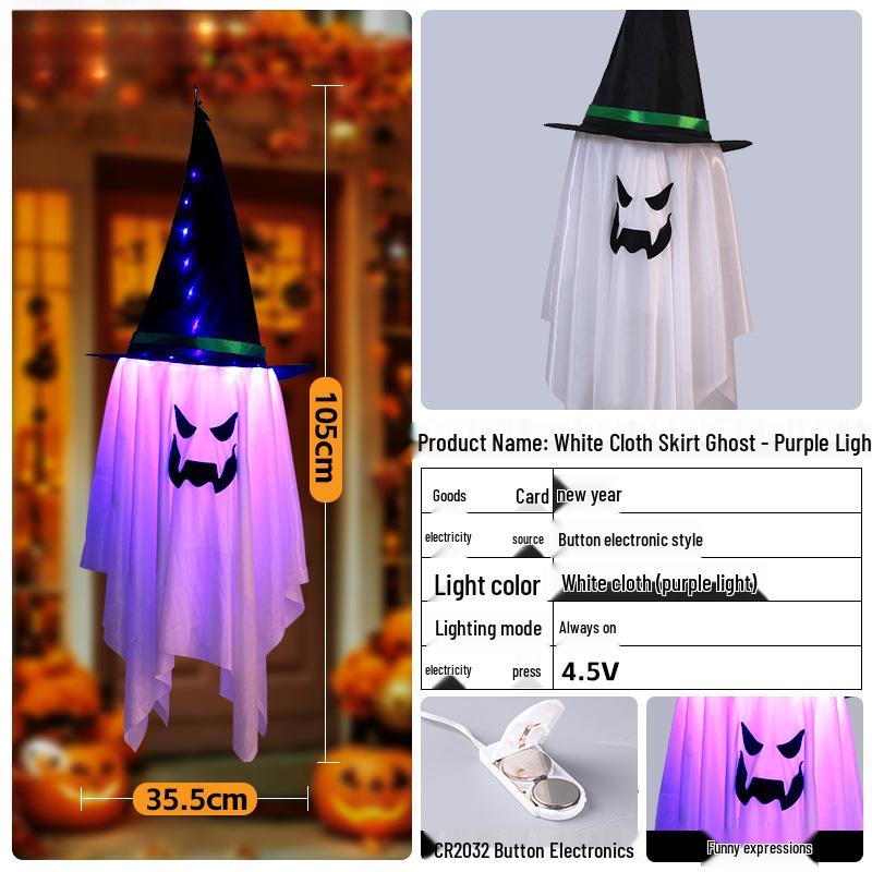 Glowing Ghost Lantern Pendant for Spooky Halloween Outdoor Decoration