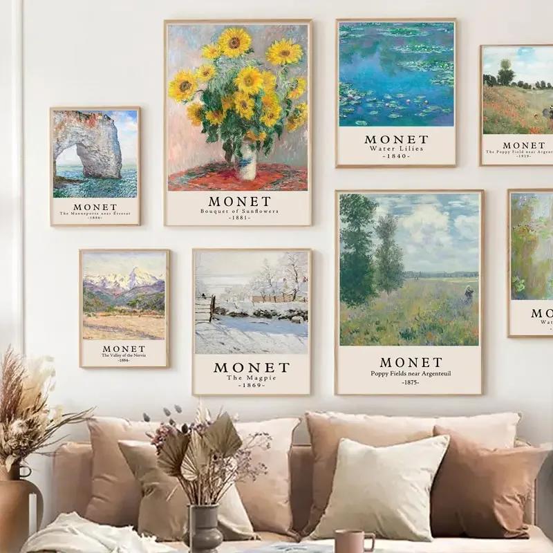 Abstract Claude Monet Canvas Poster Garden Landscape Museum Paintings Portrait Print Wall Art Picture for Living Room Home Decor
