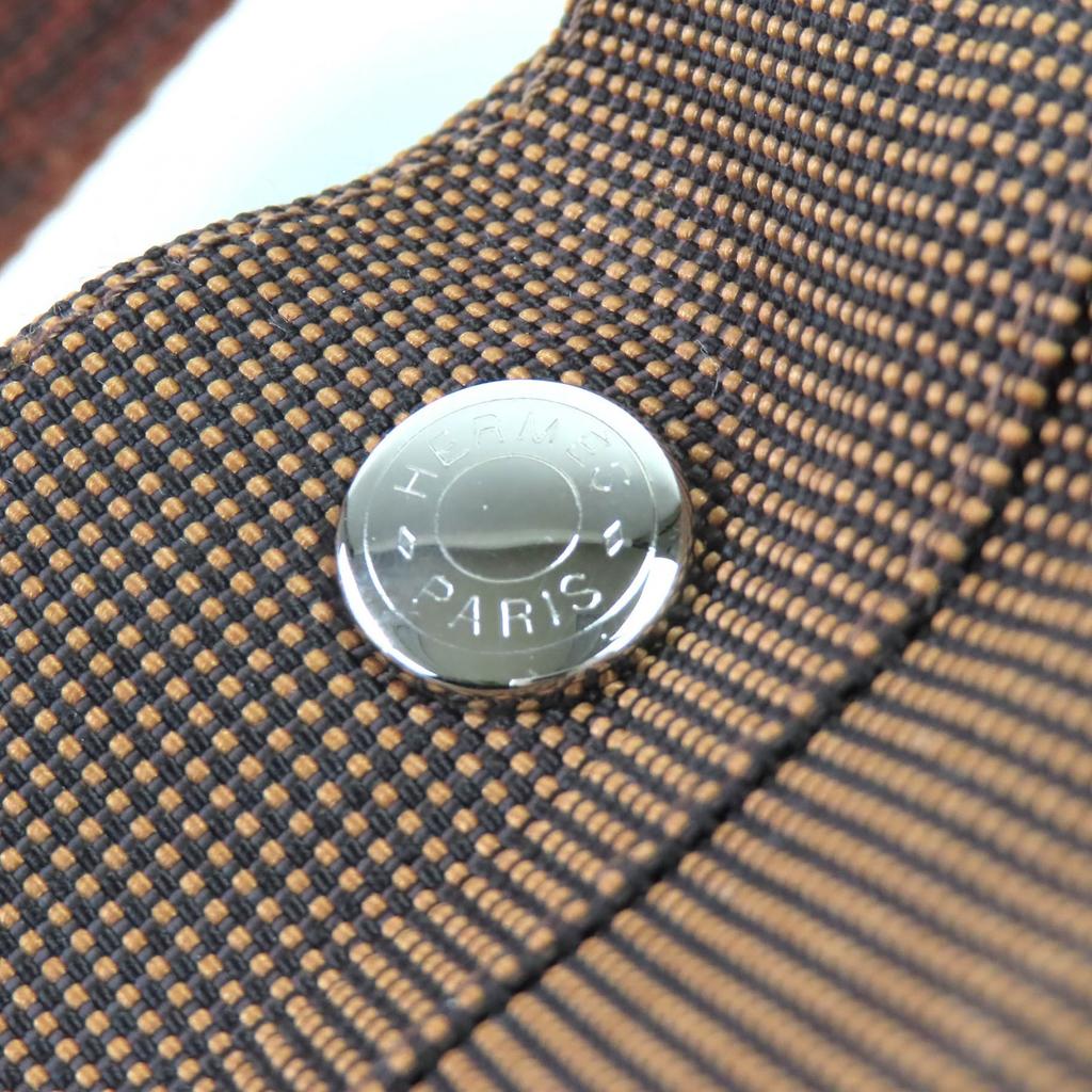 Excellent Sac Tote HERMES Her Line MM Série bouton sac à main en toile Marron Occasion