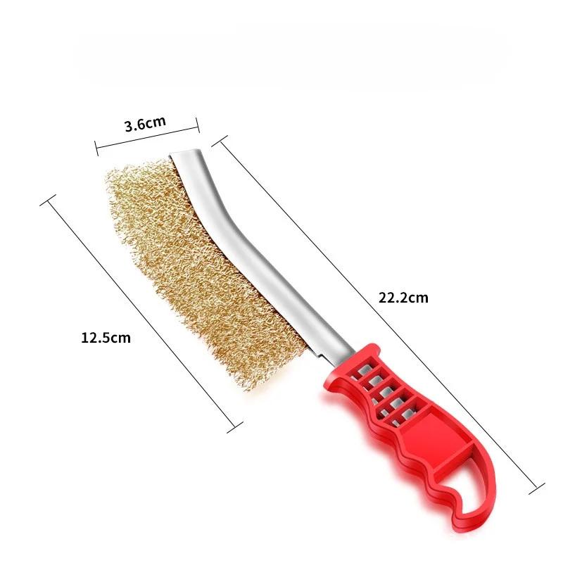

Многофункциональный инструмент Проволочная щетка с медным покрытием (Щетка из нержавеющей стали) Специальная пластина для кухонного гриля с длинной ручкой для удаления ржавчины
