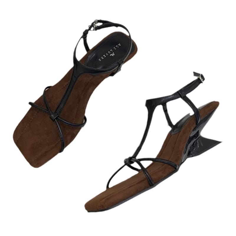 Wedge Heel Cross-strap Open-toed Sandals Women's Shoes 2025 Summer New Models Beautiful Temperament High Heels Silver Roman Shoes