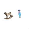 Artistic Retro Wood Resin Kabuki Geisha Horse Sculpture Decorative Figurine Ornament for Centerpiece