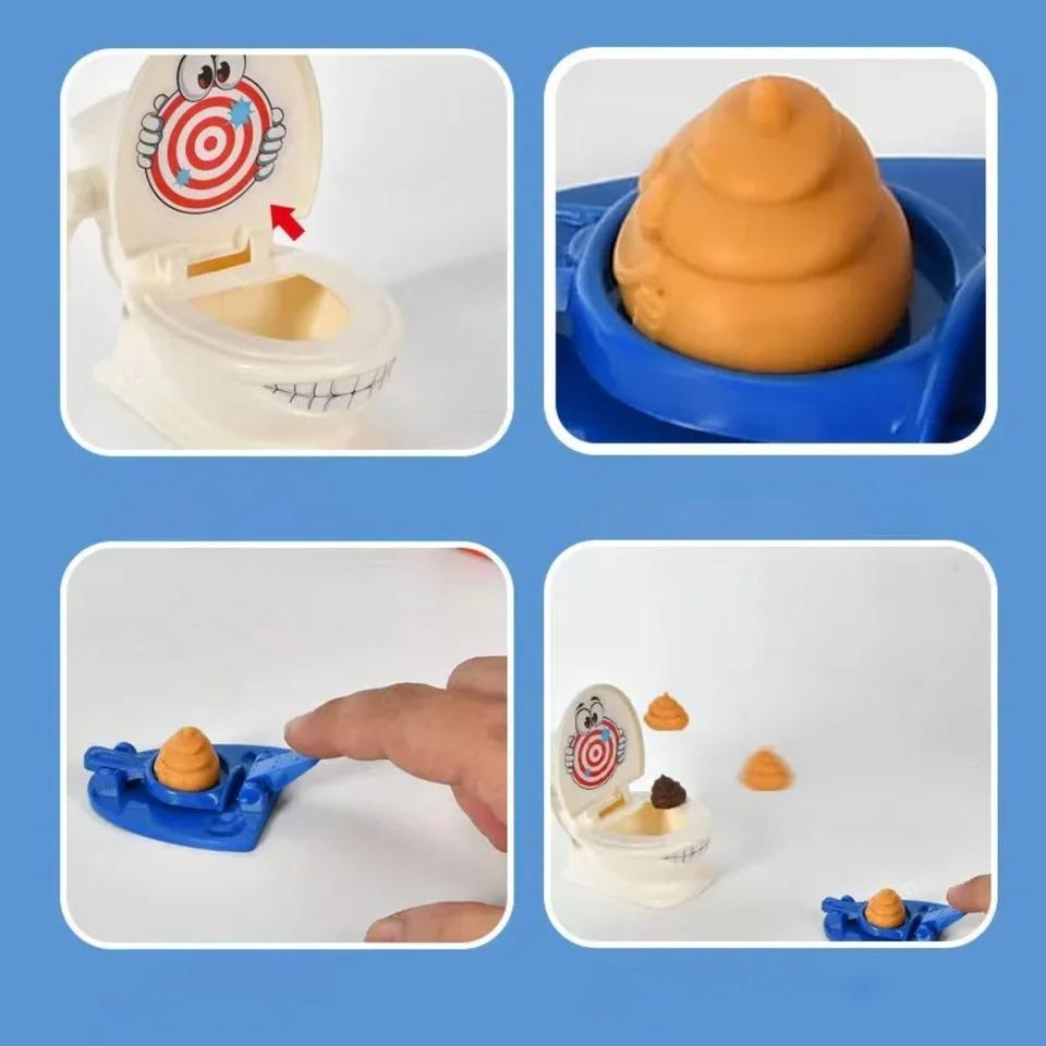 Mini Toilet Catapult Game Two Person Interactive Battle Poop Toys Stress Relief Funny Toilet Simulation Game for Kids Adults