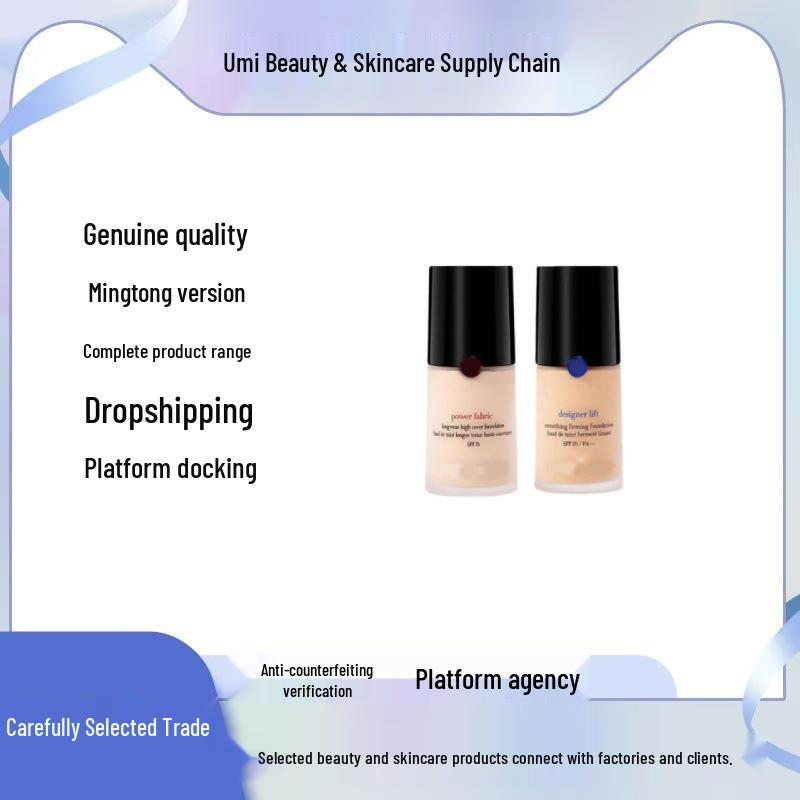 Genuine French Foundation Liquid: Blue Label (#2, #3) & Red Label, 30ml, Oil Control, Long-Lasting Concealer, No Makeup Removal Needed. Red Label Foundation Liquid 2# 30ml