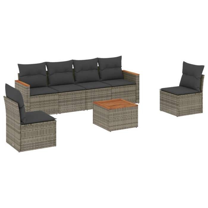 VidaXL Garden Lounge Set with Cushions 7 Pcs, Patio Sofas, Patio Furniture Set, Outdoor Furniture, Grey 3225871