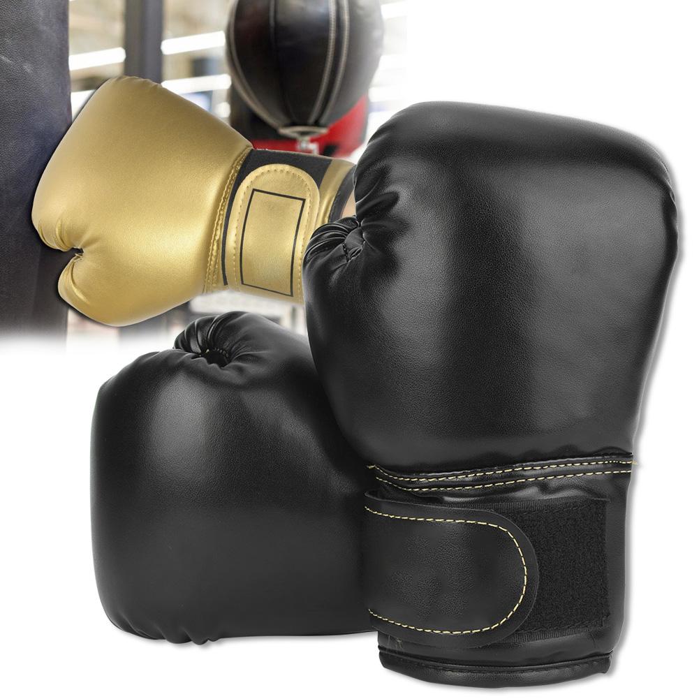 One Pair PU Leather Children Boxing Gloves Kids Sandbag Punching Sparring Training Mitts(Black)