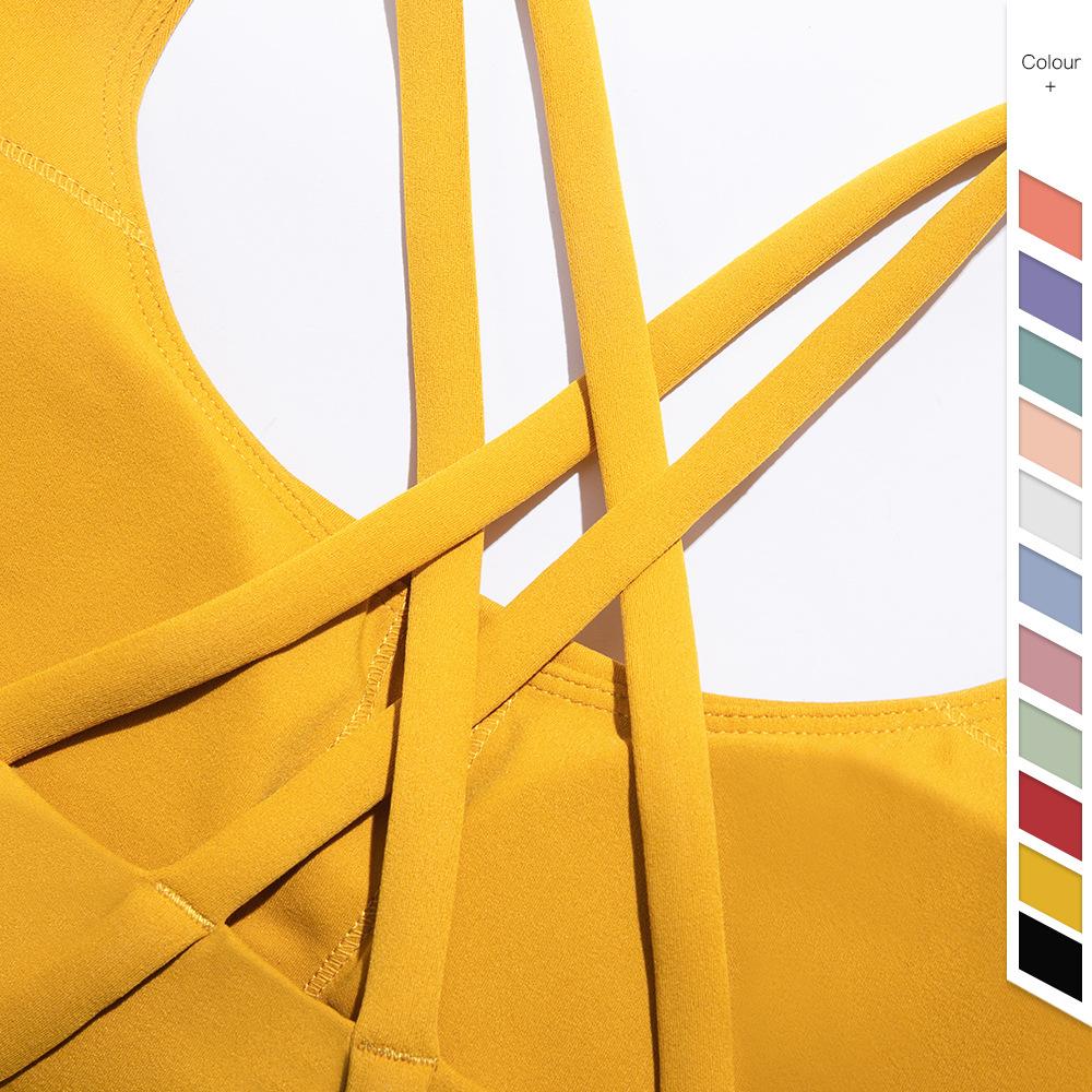 Women Comfortable Wireless Yoga Vest Cross Back Fitness Yoga Top Shockproof Sports Running Bra