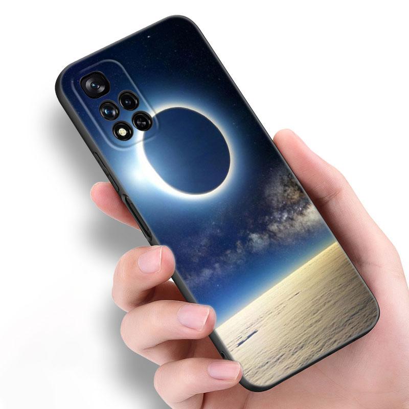 Moon Stars Space Astronaut Black Silicone Phone Case For Xiaomi POCO X3 X4 NFC F3 F4 GT F5 M3 M4 M6 X5 X6 Pro 5G C55 C65 M5
