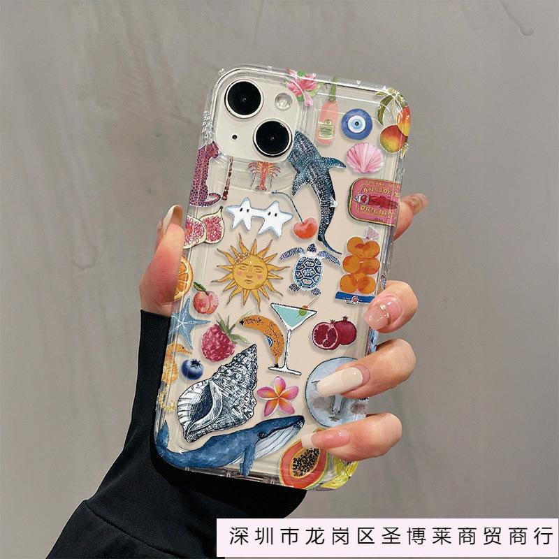 Apple 16promax turtle iphone15Plus shell 14/13 jellyfish phone case for beach party