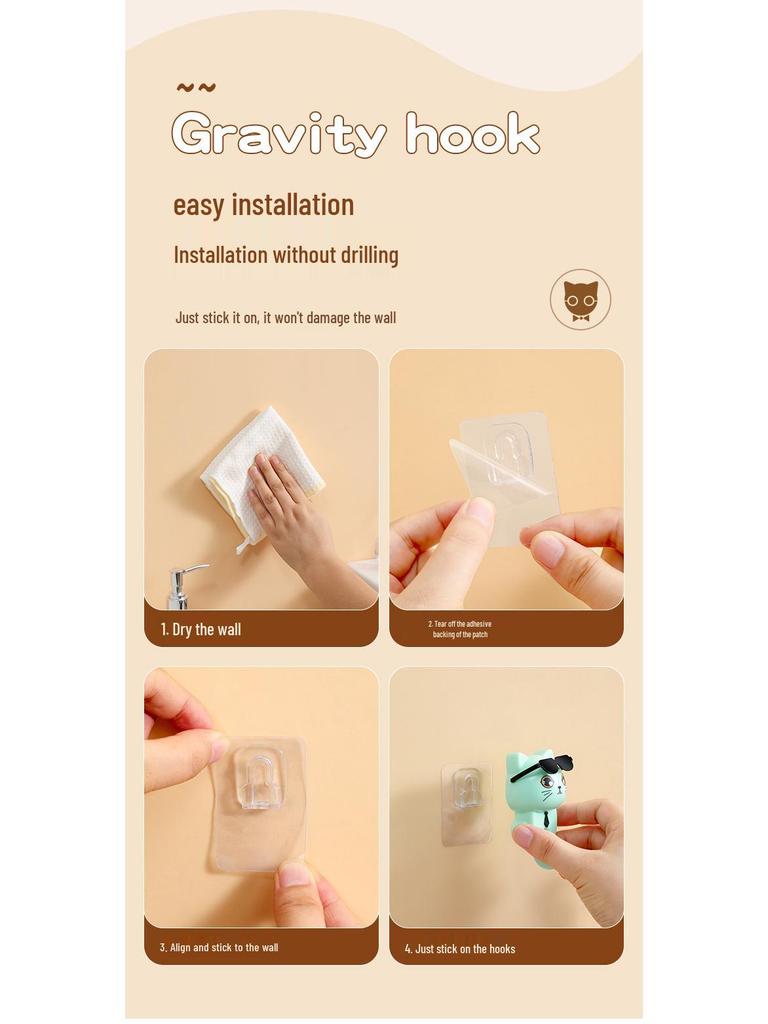 Creative No-Drill Black Cat Hook: Eye-Catching Adhesive Coat, Hat & Key Holder