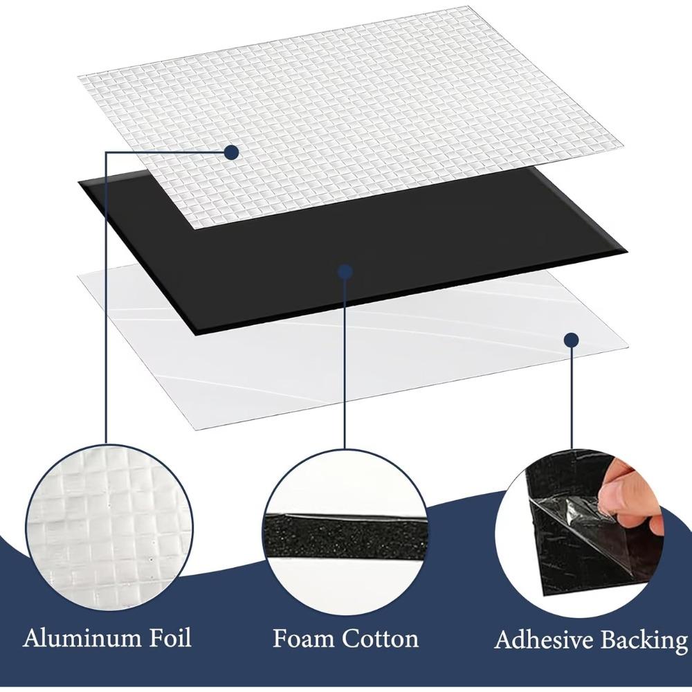 10PCS 10mm Car Sound Deadening Mat Aluminum Foil Heat Insulation Soundproof Foam Noise Reduction Pad for Car Door Roof Hood