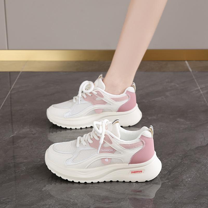 

Sports shoes 2025 jump rope long jump shock-absorbing running shoes military training white shoes for women 35 рожевий