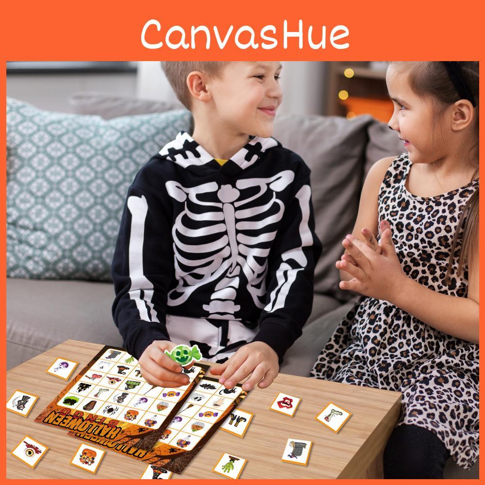 Halloween Celebration Bingo Game With Call Cards And Sticker Accessories For Kids And Family