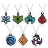 New Genshin Impact Elemental Vision Pendant Necklace Set Stylish Alloy Leaf Design