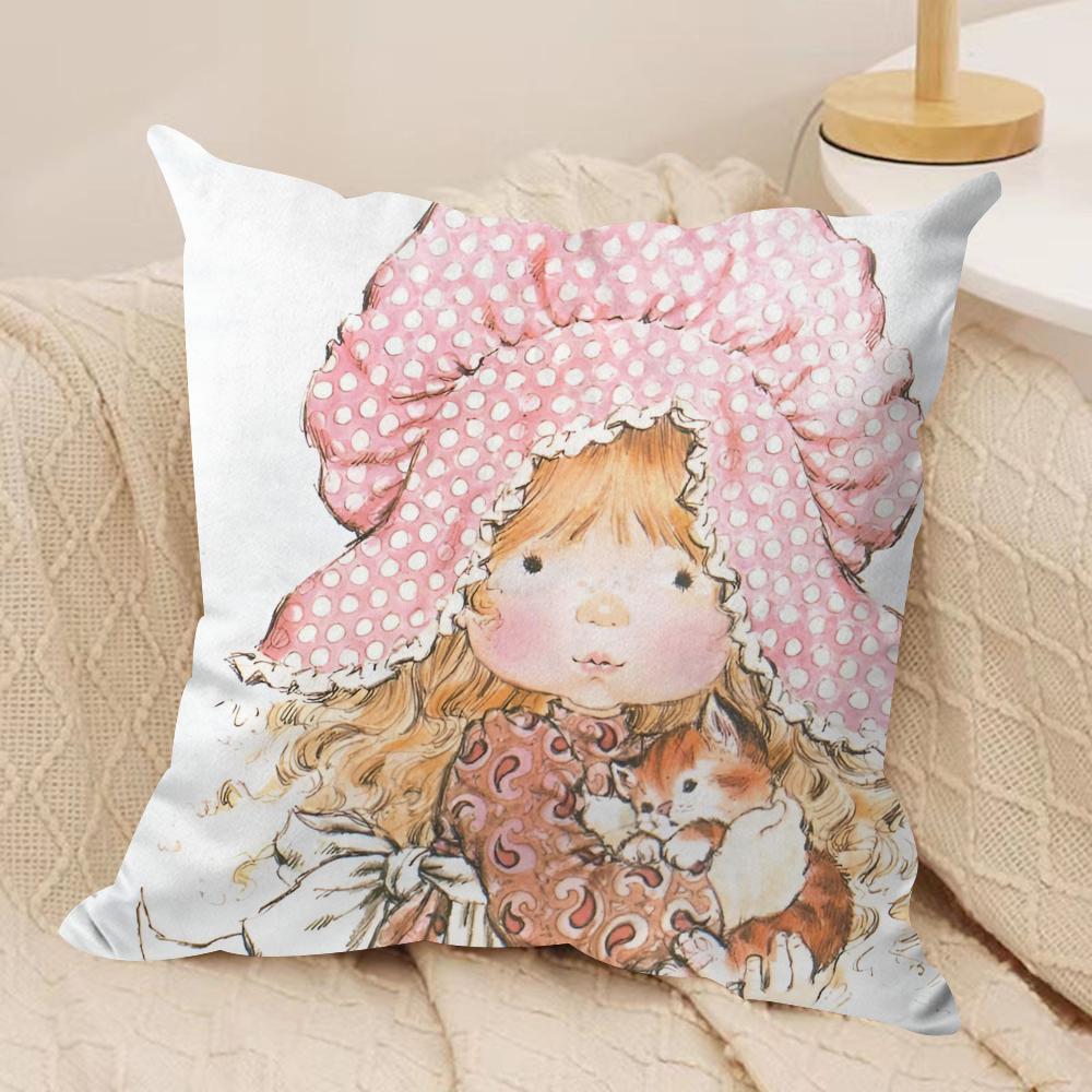 Sweet Anime S-sarah Kay Cushion Cover Silky Short Plush Double-Sided Printed Pillow Case for Sofa All Seasons Home Decor Gift
