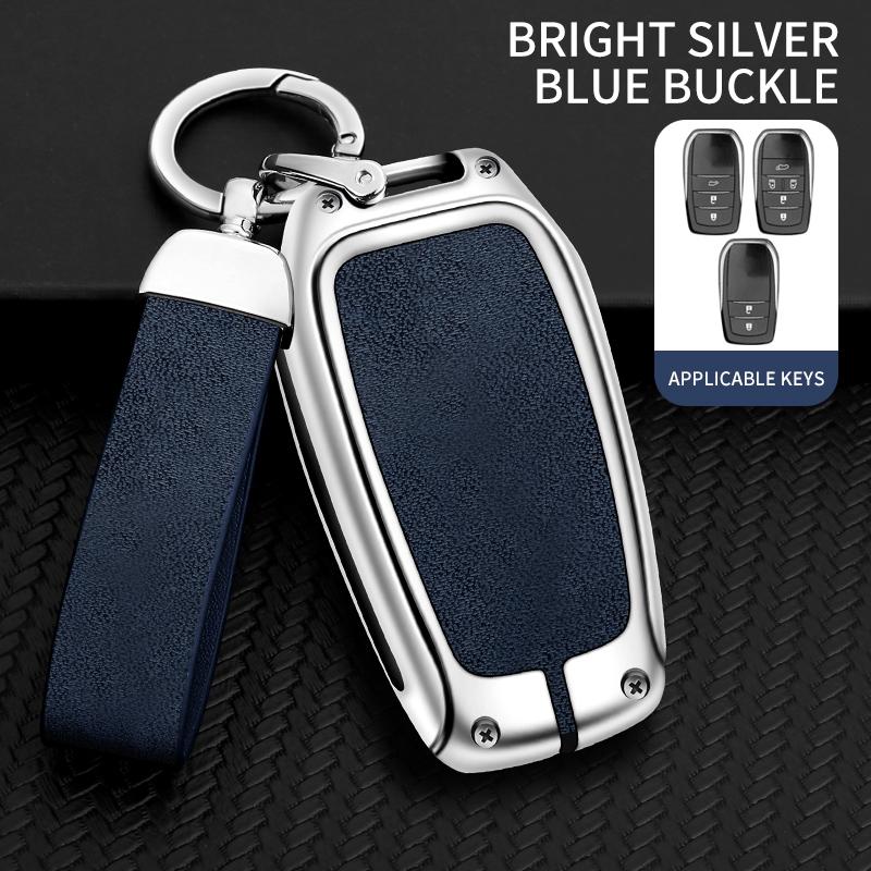 Custodia protettiva in lega di zinco e pelle per chiavi auto per Toyota CHR Hilux Fortuner Land Cruiser 200 Camry Corolla Crown RAV4 Highland