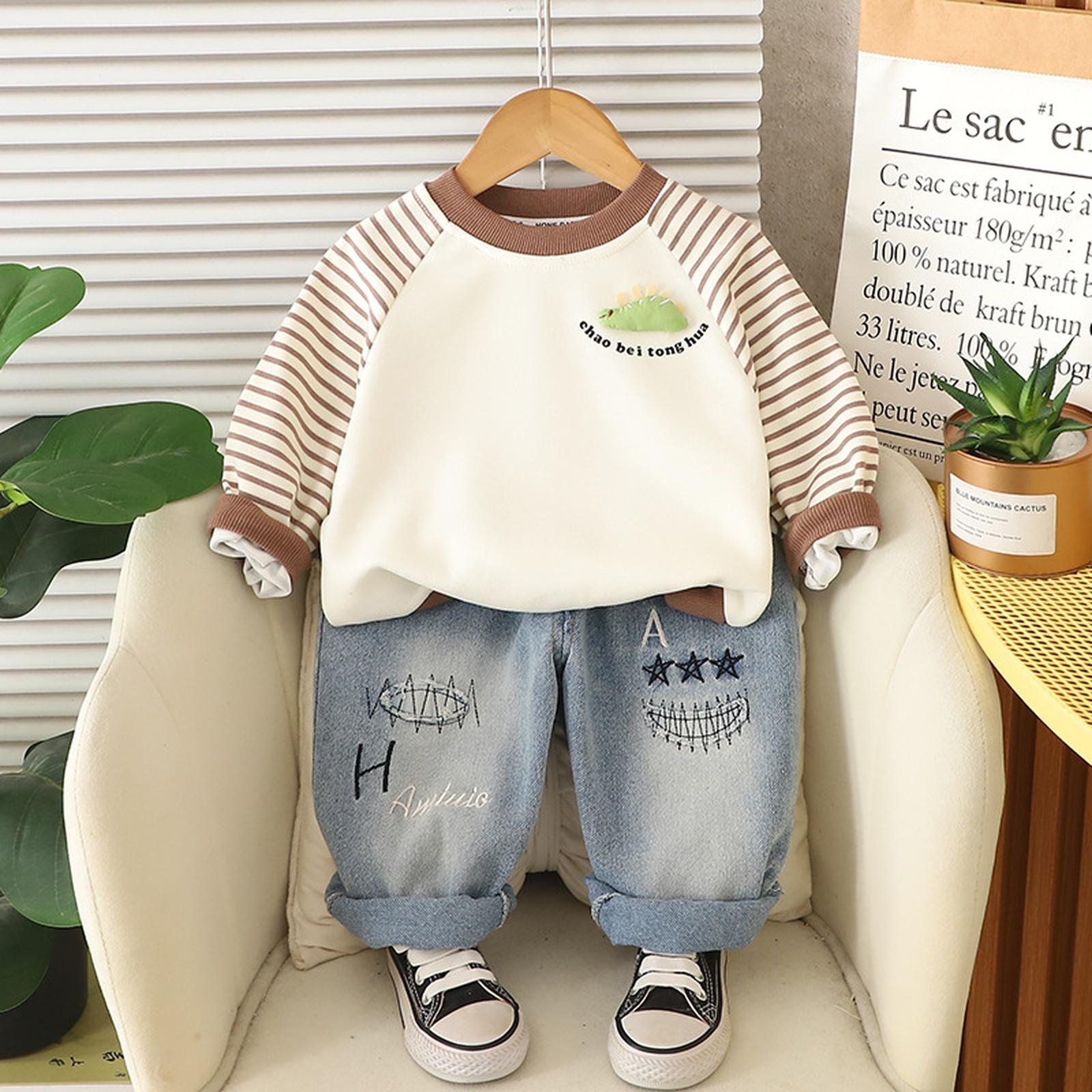 

Kids Casual Long-Sleeve Set, Comfortable Daily Wear Outfits 80
