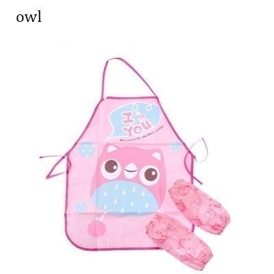 2pc/Set Cute Kids Chef Apron Sets Child Cooking Painting Waterproof Children Gowns Bibs Eating Clothes Drawing for Dinner