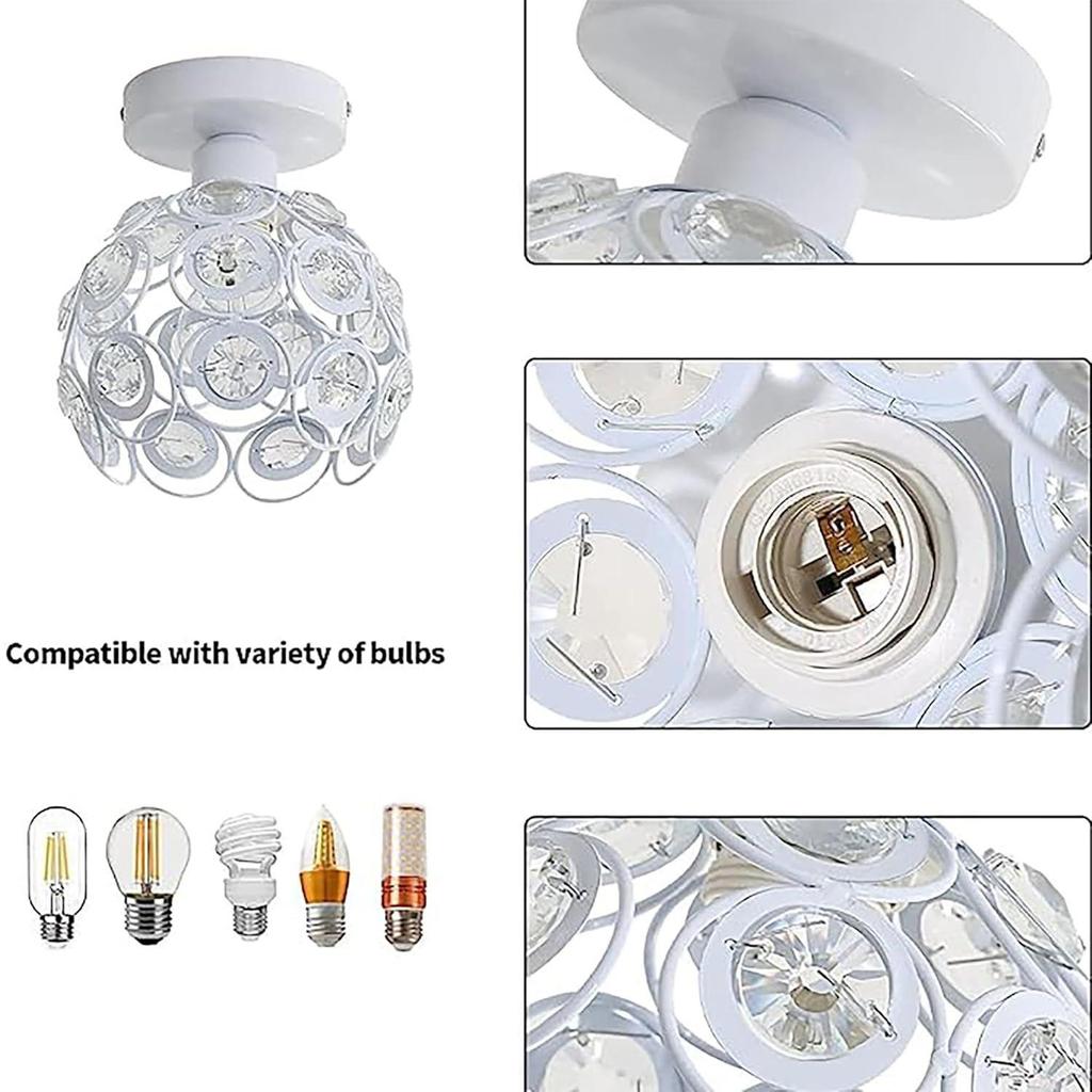 Metall Doppelring Kristall Aufputz Deckenlampe Licht, für Flurleuchte Deckenaufputz (Doppelter Weißer Ring)