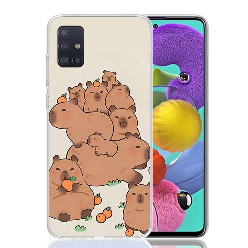 Funny Capybara Cartoon Animal Phone Case for Samsung Galaxy A52 A51 A50S A12 A22 A32 A72 A10S A30S A31 A71 Note 20 Ultra 10 Plus