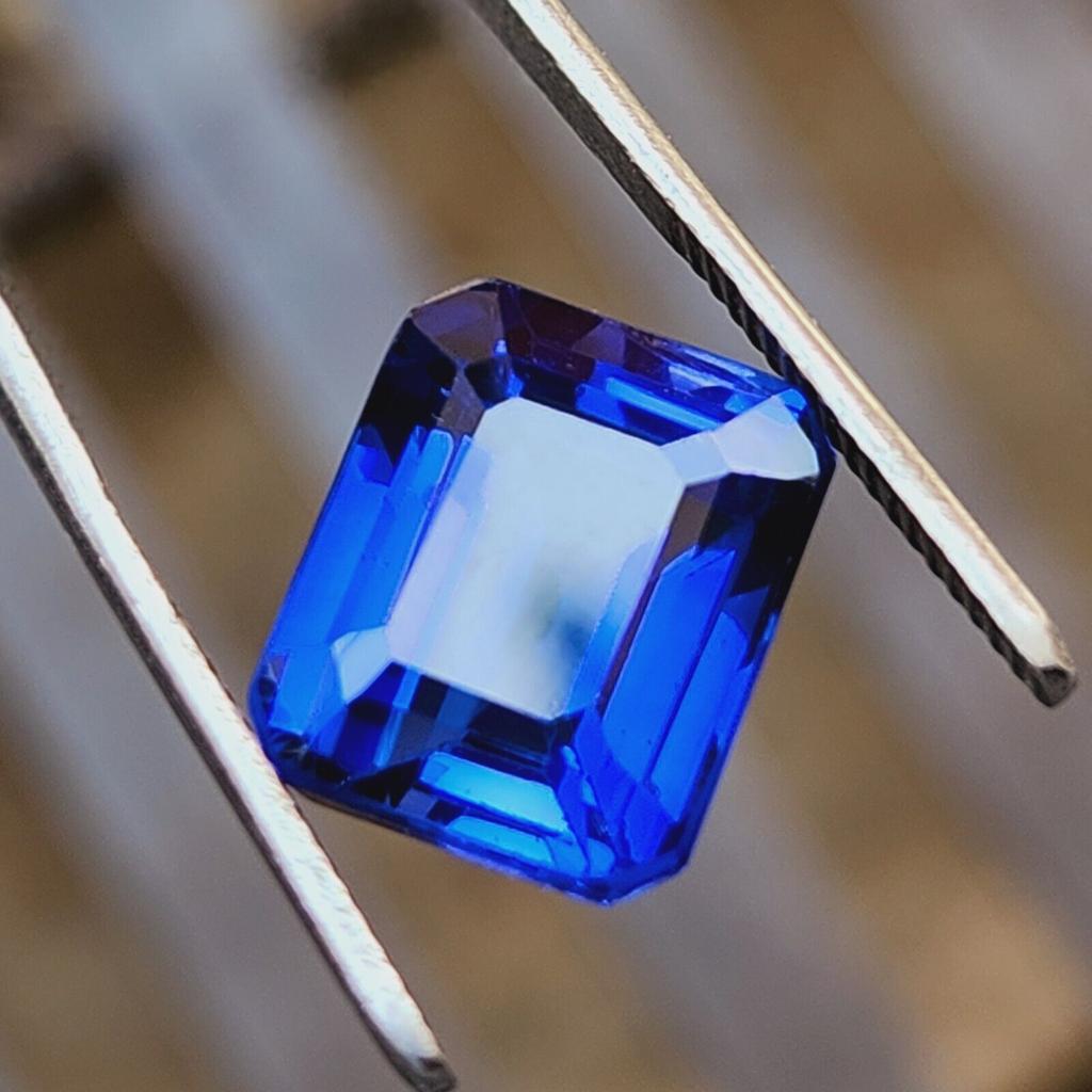 12 Cts Heated Ceylon Blue Sapphire Emerald Cut Certified Loose Gemstone