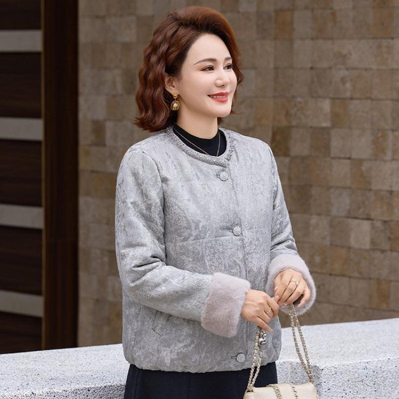 

Женская премиальная китайская одежда на хлопковой подкладке, зимние новые куртки на хлопковой подкладке, теплые флисовые куртки и одежда на хлопковой подкладке. 5XL [recommended 150-80kg] серый