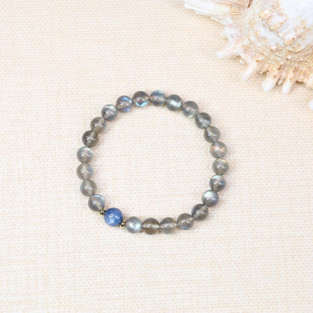 [KOAI] Labradorite Kyanite Wish Fulfillment Lucky Healing Power Stone Bracelet Prayer Bracelet for Women
