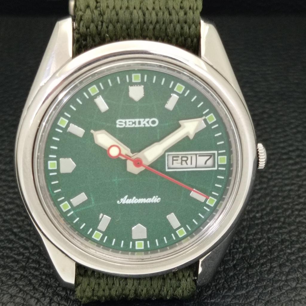 SEIKO VINTAGE AUTOMATIC 6309A JAPAN MENS GREEN COLOR DIAL WATCH a700484-5 R203-a700484