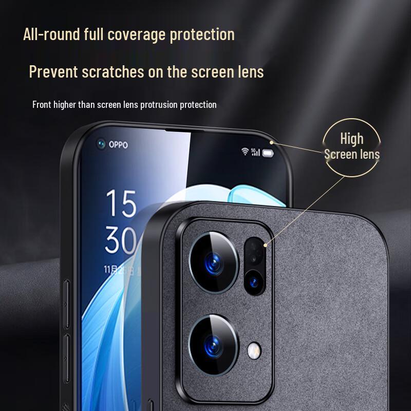 SHANGSU Light Luxury Nubuck Leather Anti-Drop Full Coverage Phone Case for OPPO Reno7/Reno7 Pro