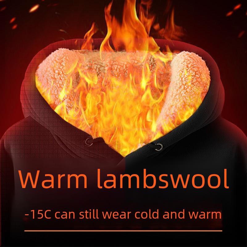 National Trend Men's Velvet Hooded Sweatshirt - Thickened, Warm Lambskin Jacket for Fall/Winter 2022, Youthful and Stylish.