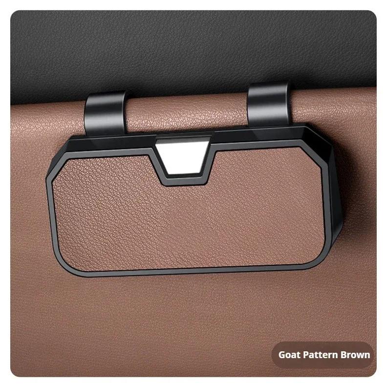 

New Car Sunglasses Case Multifunctional Storage Box Goatskin glasses case For Opel Astra ASTRA MK5 H Moka RDX MDX CDX ILX TLX коричневий