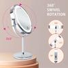 8inch 10x Magnifying Led Makeup Mirror With 3 Color Light Touch Switch Double Side Usb Charging Desktop Vanity Cosmetic Mirror