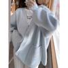Korean Spring and Autumn Sweater Women's Wear Loose Western Style Lazy Style Solid Color Knitted Cardigan Coat