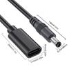 JUNSUNMAY 25cm Type-C Female To DC 5.5mm X 2.1mm Male Adapter Cable 5V 3A Power Extension Cord