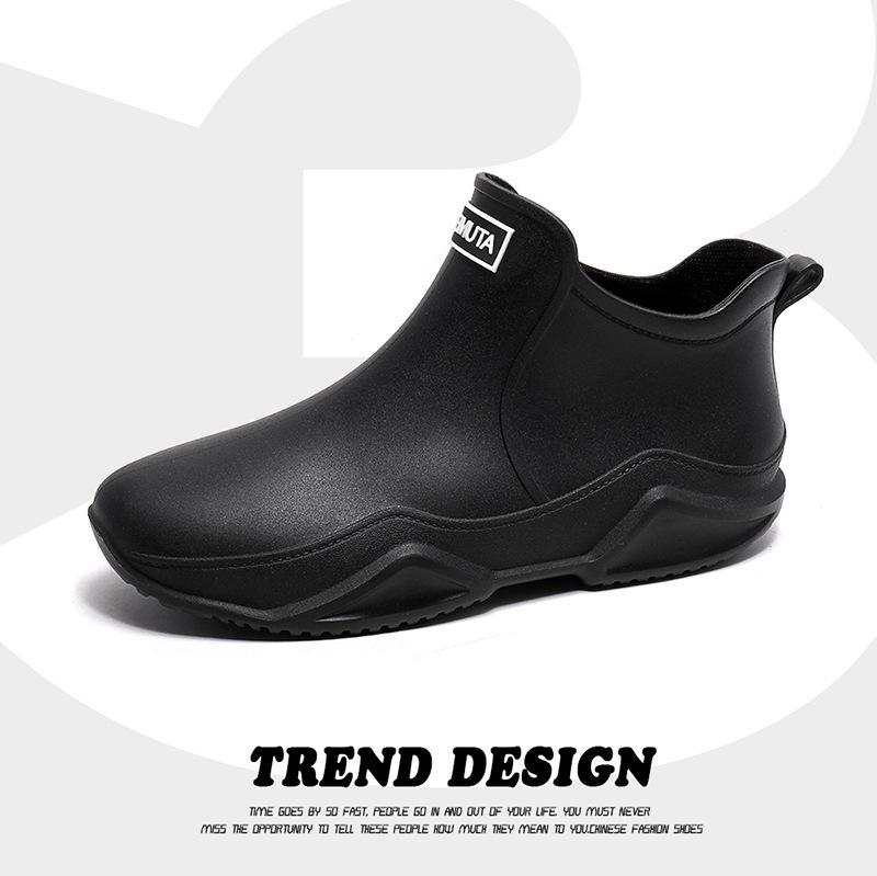 

Water shoes popular Japanese and Korean short rain shoes men and women couples soft-soled non-slip rain boots waterproof glue shoe cover shoes Size 36 чорний
