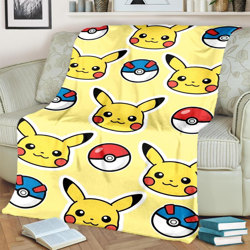 Pokémon Comfortable Print Flannel Blanket for Travel, Bedrooms, Sofas, Beds, Chairs, Picnics-kwq174