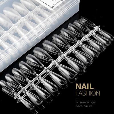 240Pcs/Bag Gel Nails Extension Full Cover Sculpted Clear Stiletto Coffin False Nail Tips