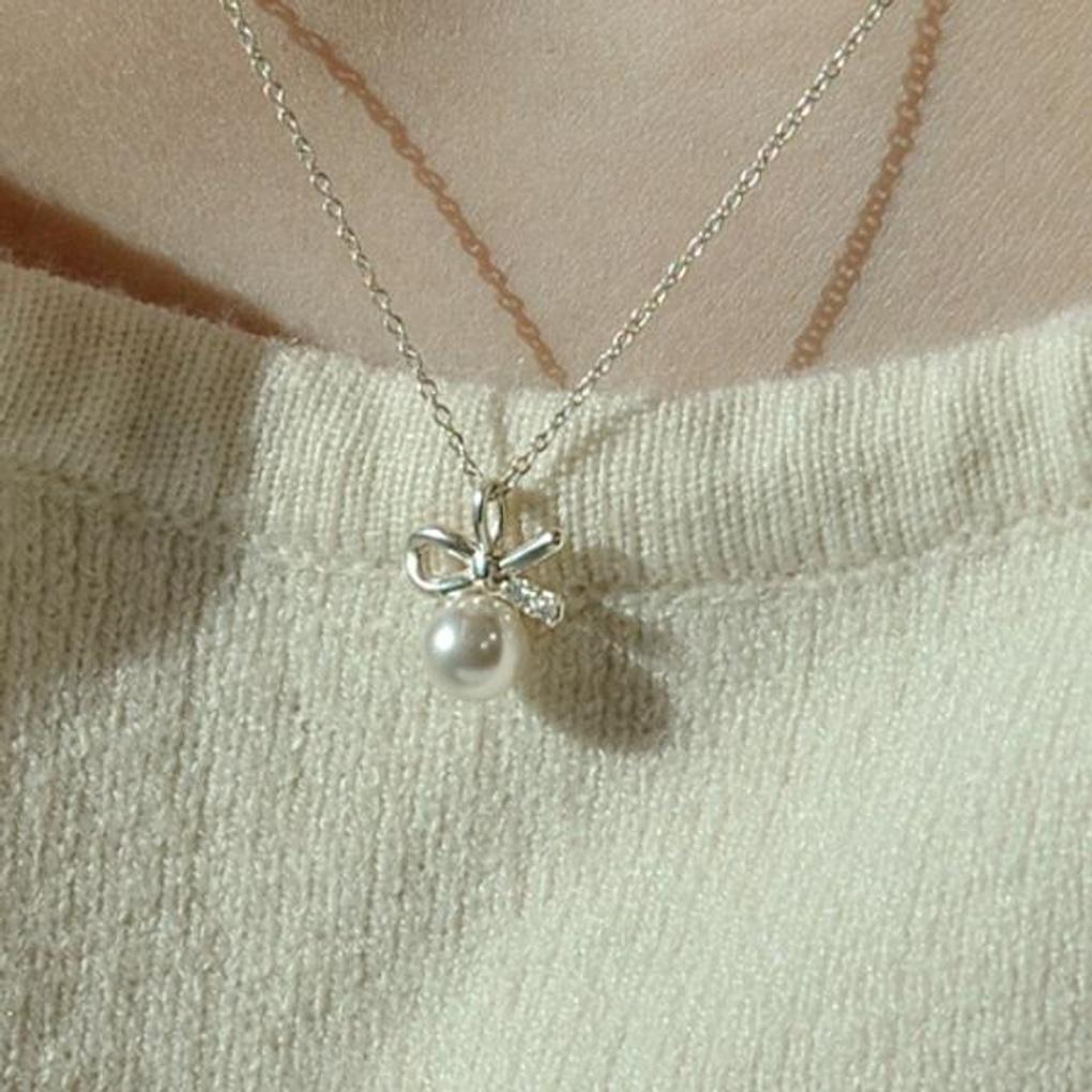 Women's Daily Accessory Ribbon Swallow Pearl Necklace