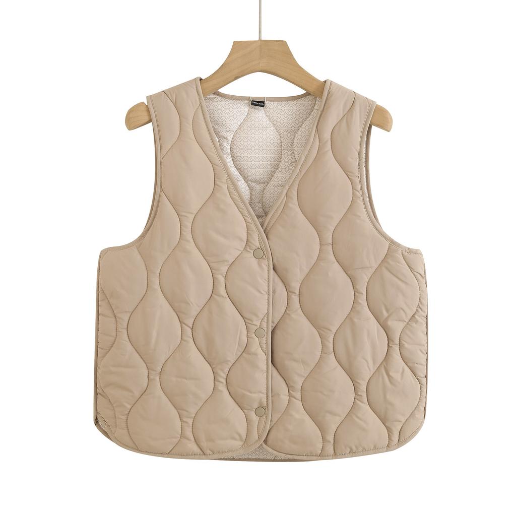 Crew neck quilted warm windproof vest down cotton vest cotton top warm jacket new autumn and winter
