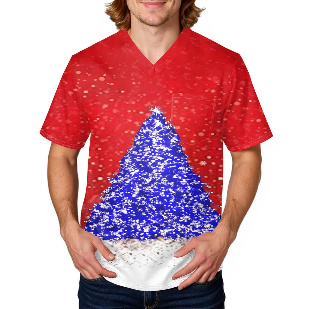 Pánská pracovní halenka s krátkým rukávem a výstřihem do V na hrudi