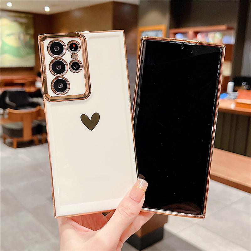 Bling Glitter Love Heart Plating Soft Case For Samsung Galaxy A53 5G S22 Ultra iPhone 14 Plus 13 Pro Max Shockproof Silicone TPU Back Cover Shell