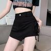 Irregular Denim Skort for Women - Slimming Lace-up A-line with Drawstring