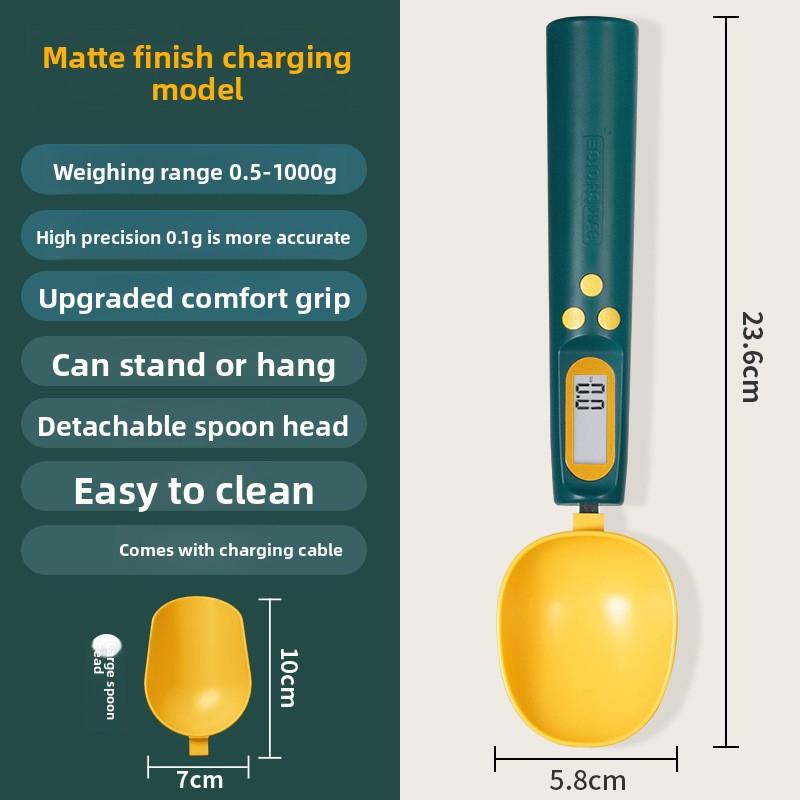 USB Rechargeable Digital Spoon Scale, 0.1g Precision Mini Weighing Spoon, Kitchen Baking & Pet Food Measuring Scale