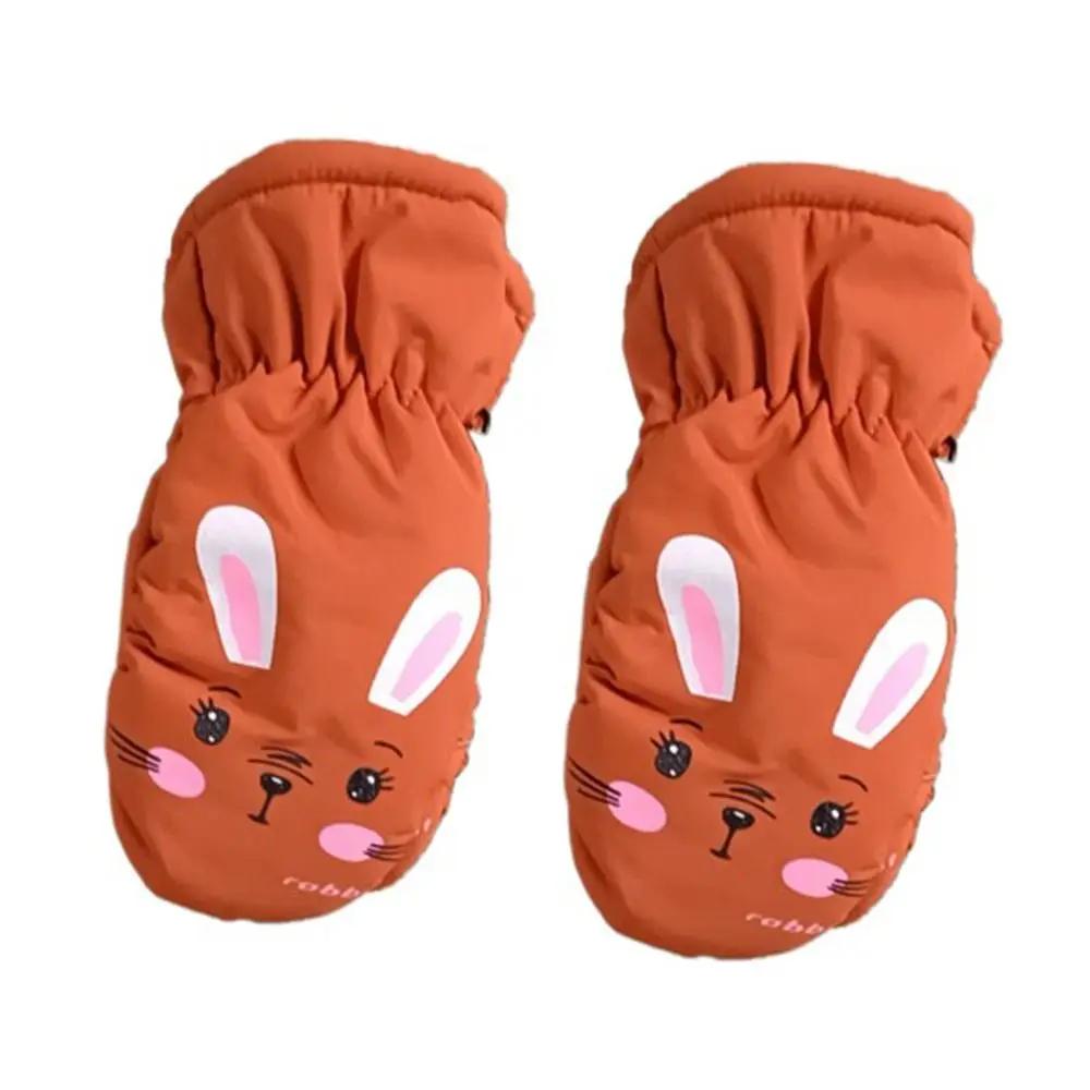 Winter 0-5 Jahre alte Kinder Skihandschuhe Cartoon Kaninchen Sport Fäustlinge Winddichte wasserdichte Handschuhe Dicke warme Handschuhe für Jungen Mädchen