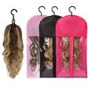 1Set Wig Storage Bag With Hanger Hair Bags With Plastic Hanger for Hair Black Wig Organizer Hangers For Multiple Wigs