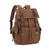 Vintage Distressed Leather Waxed Canvas Backpack Large Capacity Multiple -pockets New Waterproof Drawstring Outdoor Travel Double-Shoulder Bag