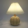 Soft Light Pleated Table Lamp Rattan Base Nightstand Lamp Modern Desk Accent Lamp  Nightstand Decor