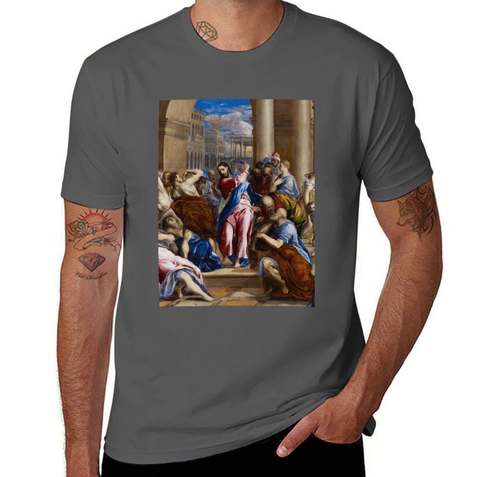 

Jesus Christ Driving the Money Changers from the Temple Christian art painting by El Greco Cleansing of the Temple 1600A T-Shirt 4XL