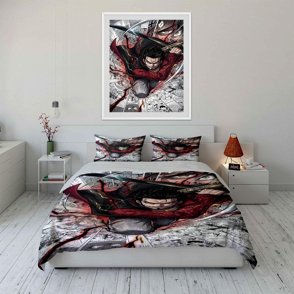 Sword-wielding character illustration. Bedding sets Duvet cover sets Duvet covers Pillowcases(1 * Duvet Cover 2 * Pillowcases without duvet insert)