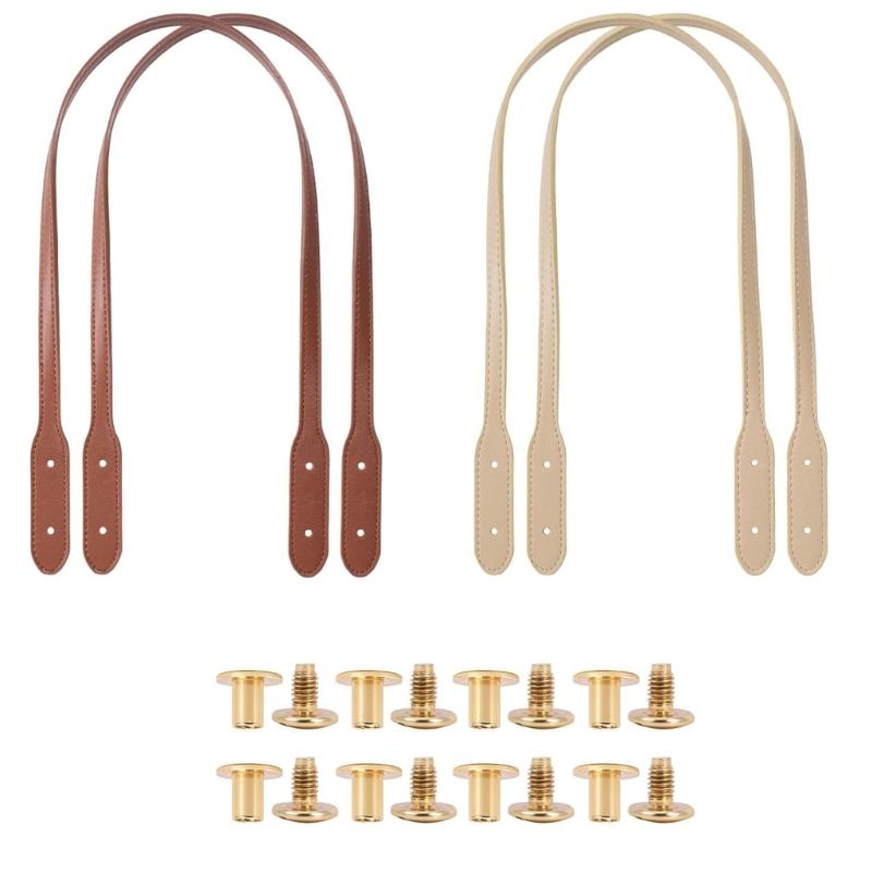4Pcs Leather Purse Straps 28.14Inch PU Leather Handbag Handle Replacement Bag Making Supplies For Crocheted Bag Wallet